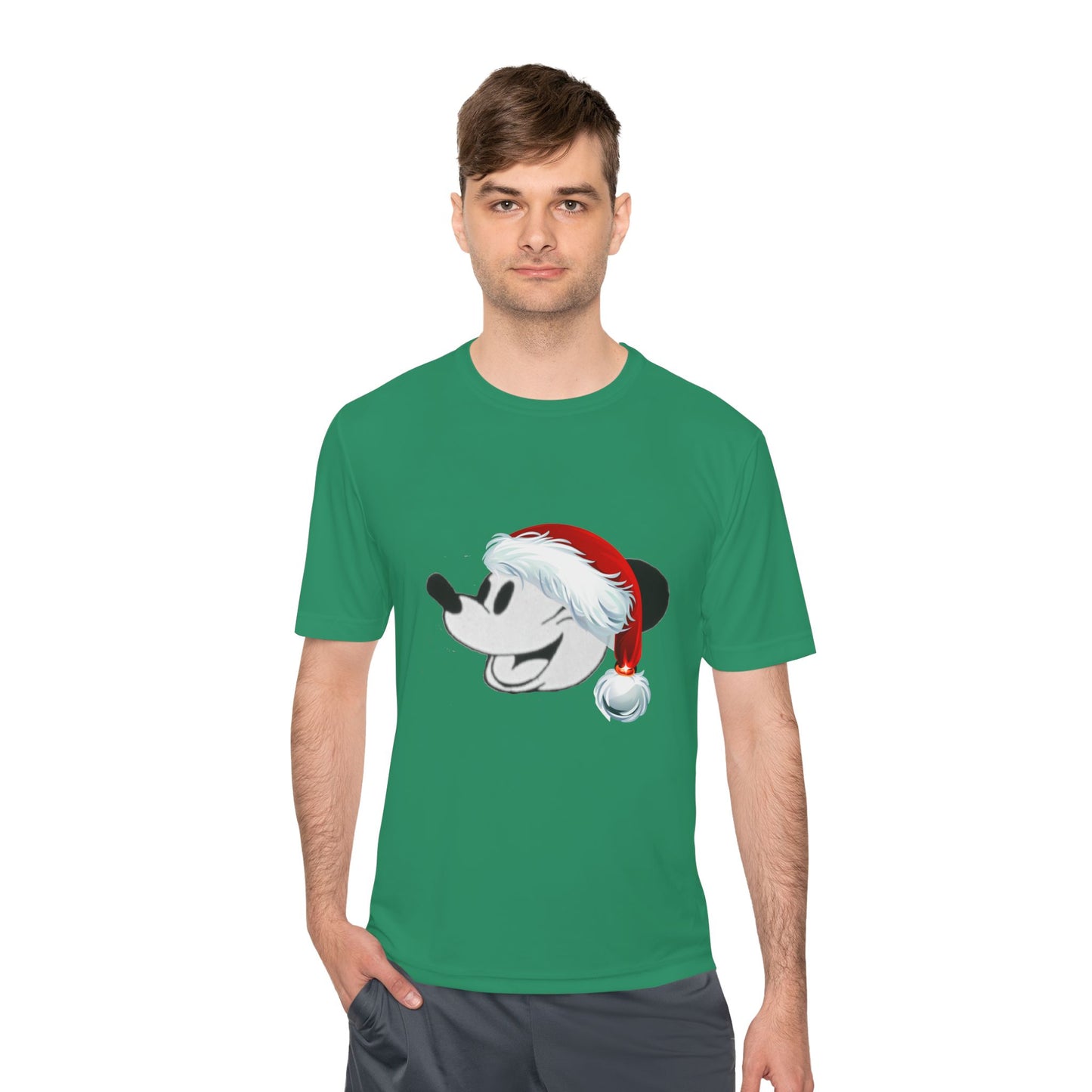 Christmas Cartoon Mouse Tee — Festive Santa Hat Holiday T-Shirt