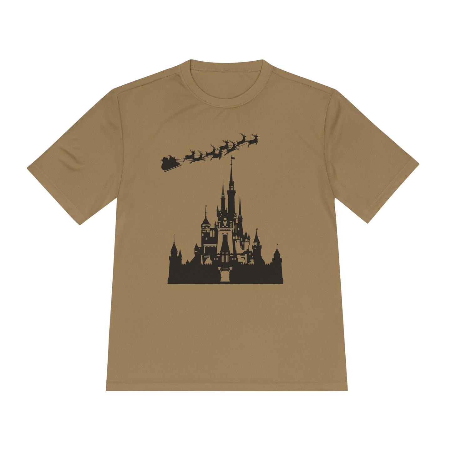 Castle Silhouette Tee — Santa Sleigh Over Castle Holiday T-Shirt