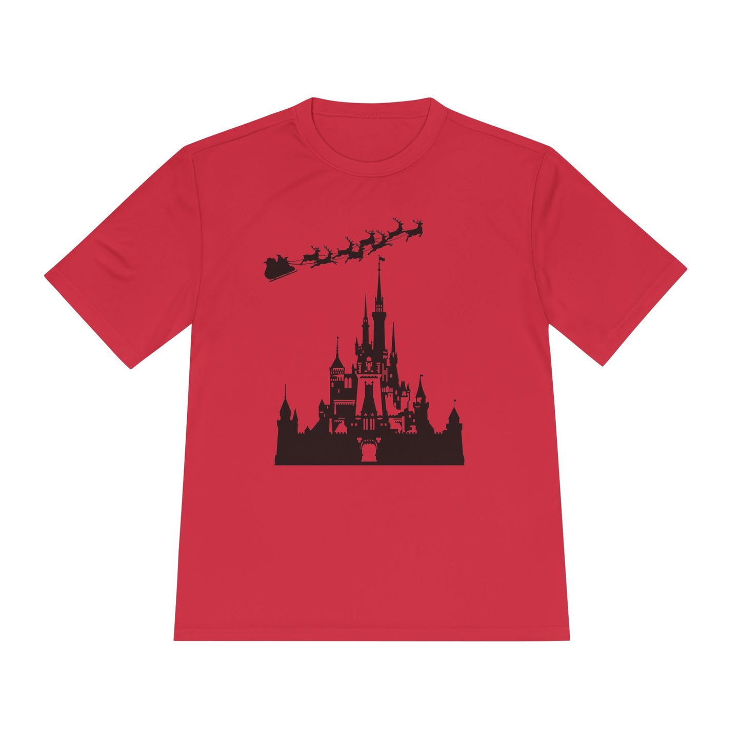 Castle Silhouette Tee — Santa Sleigh Over Castle Holiday T-Shirt